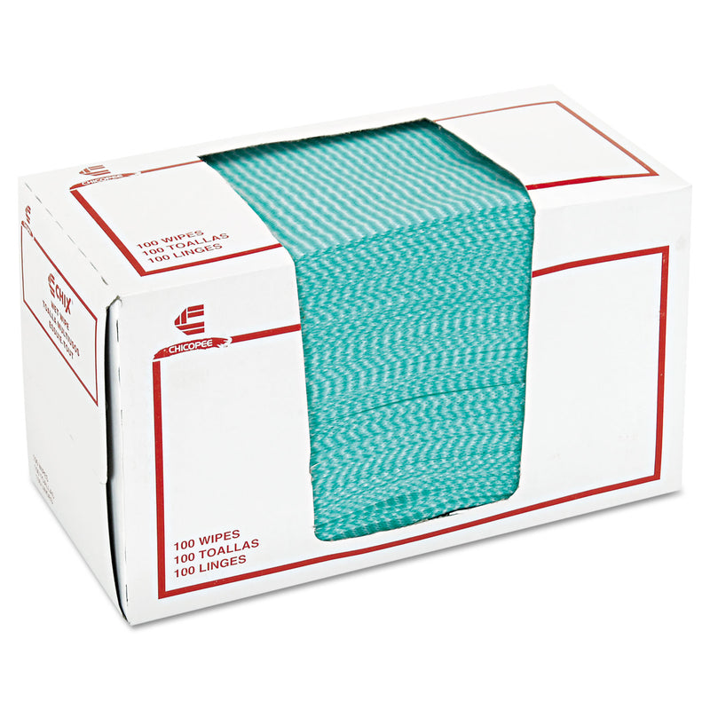 Chix Wet Wipes, 14 X 21, White/Green, 100 Towels/Pack, 9/Carton - CHI8312
