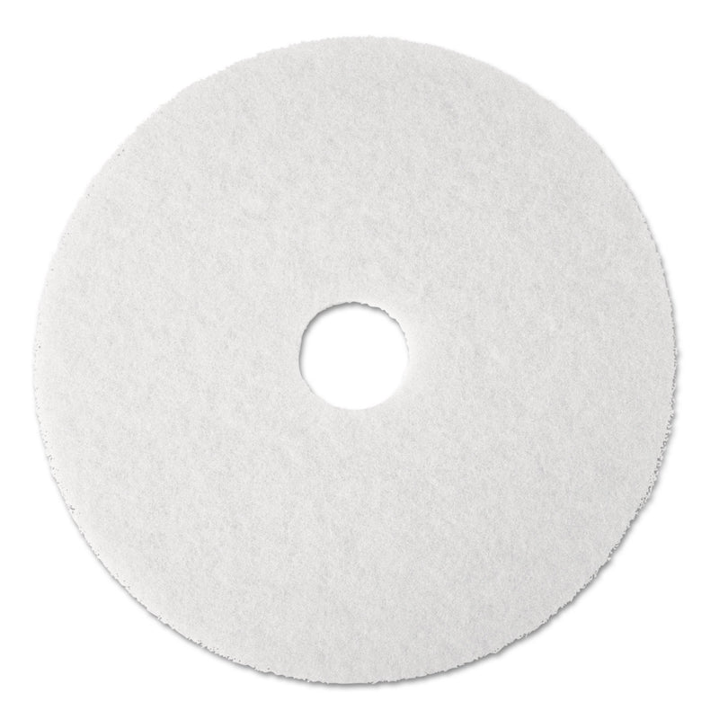 3M Super Polish Floor Pad 4100, 13" Diameter, White, 5/Carton - MMM08477
