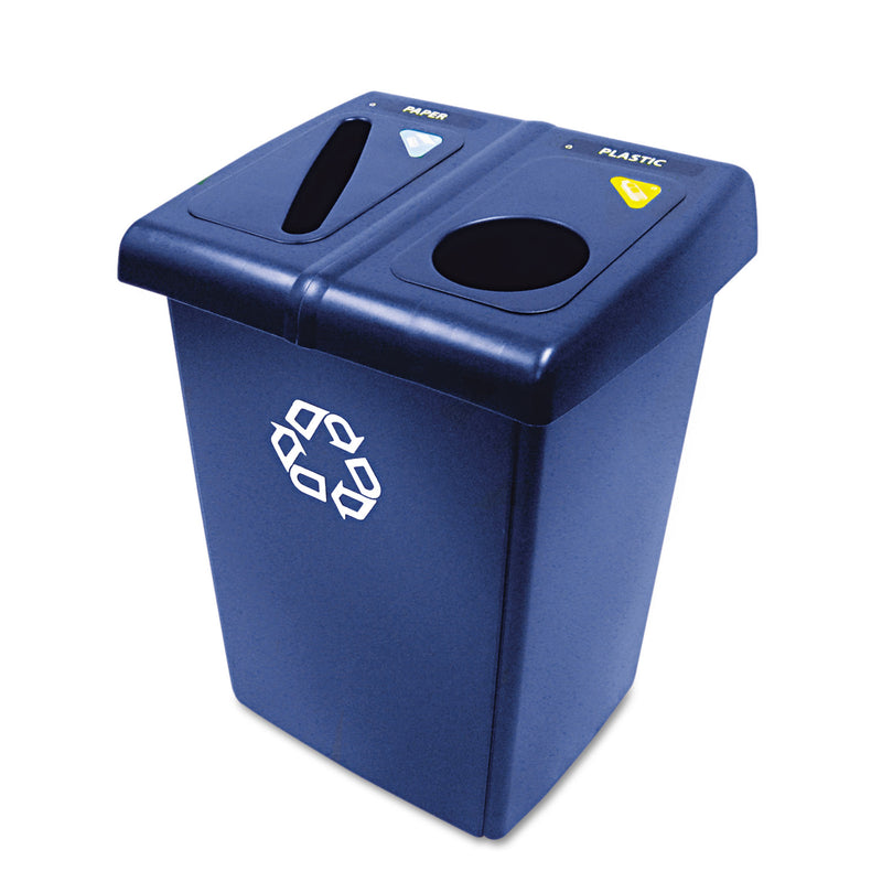 Rubbermaid Glutton Recycling Station, Two-Stream, 46 Gal, Blue - RCP1792339