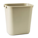 Rubbermaid Deskside Plastic Wastebasket, Rectangular, 3.5 Gal, Beige - RCP295500BG