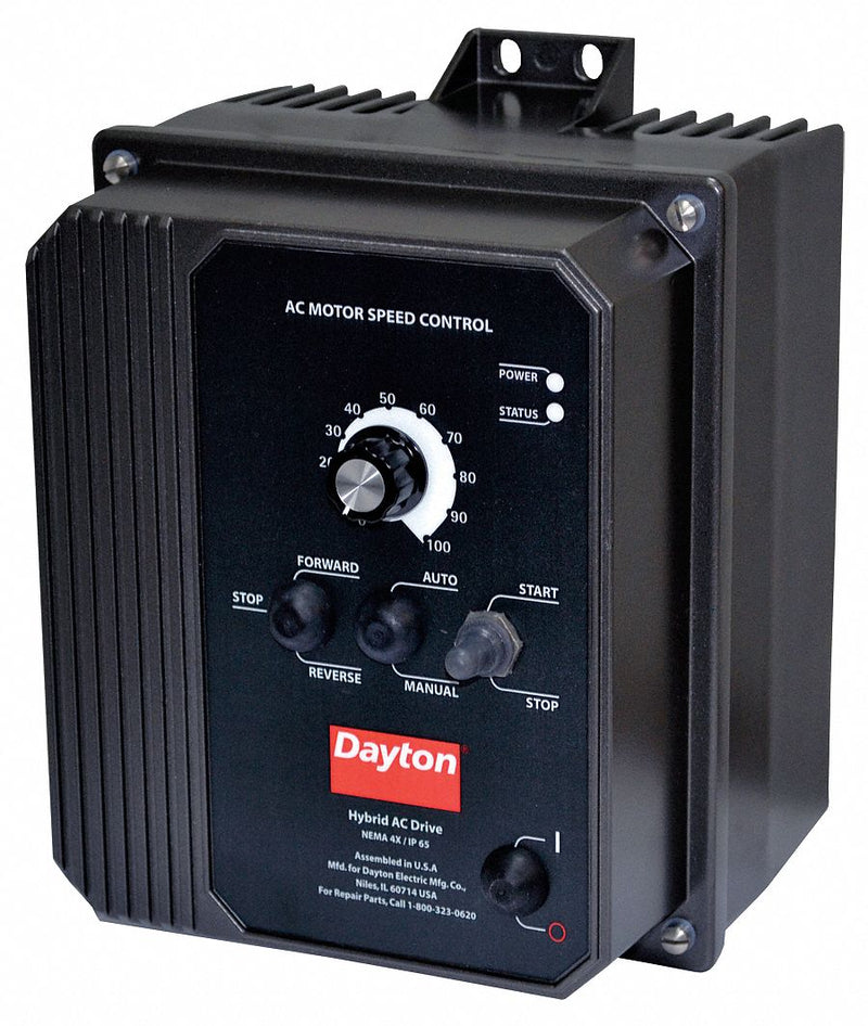 Dayton Variable Frequency Drive,3 hp Max. HP,1 or 3 Input Phase AC,208-240V AC Input Voltage - 13E638