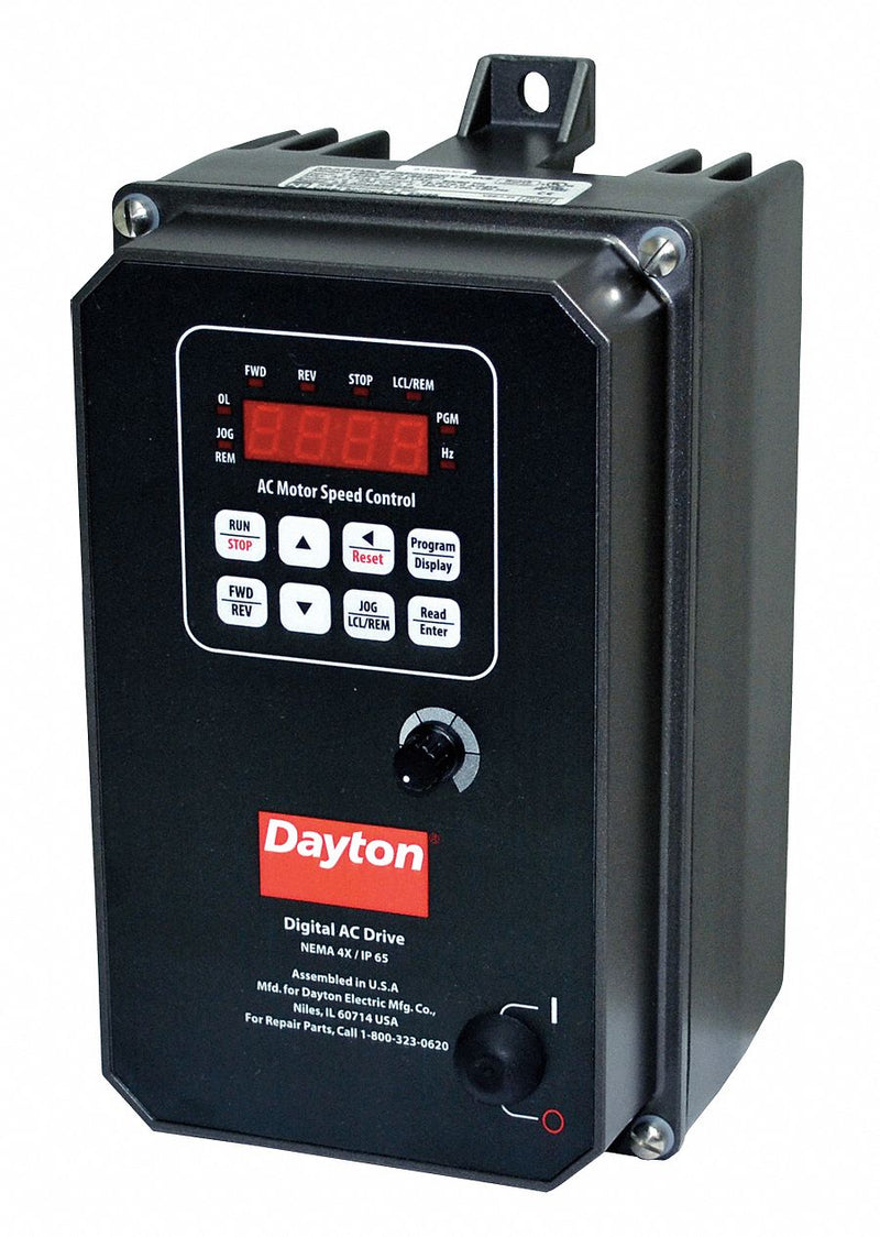 Dayton Variable Frequency Drive,1 hp Max. HP,1 Input Phase AC,120/208-240V AC Input Voltage - 13E644