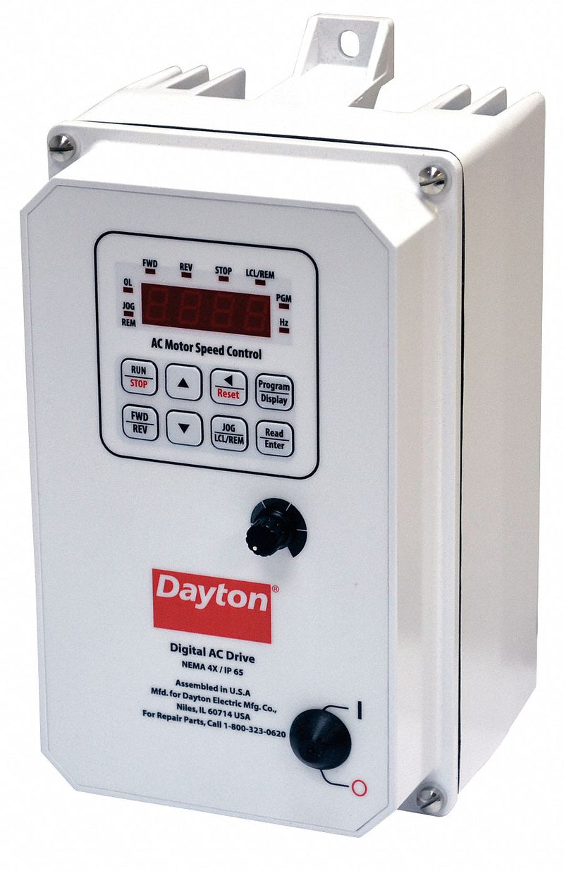 Dayton Variable Frequency Drive,1 hp Max. HP,3 Input Phase AC,208-240V AC Input Voltage - 13E651