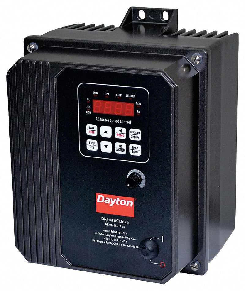 Dayton Variable Frequency Drive,3 hp Max. HP,1 Input Phase AC,208-240V AC Input Voltage - 13E648