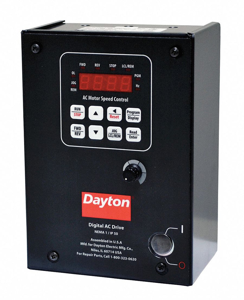 Dayton Variable Frequency Drive,1 hp Max. HP,1 Input Phase AC,120/208-240V AC Input Voltage - 13E662