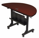 MooreCo Half Round Mobile Training Table, Mahogany, 48 inW x 24 in Depth - 89877