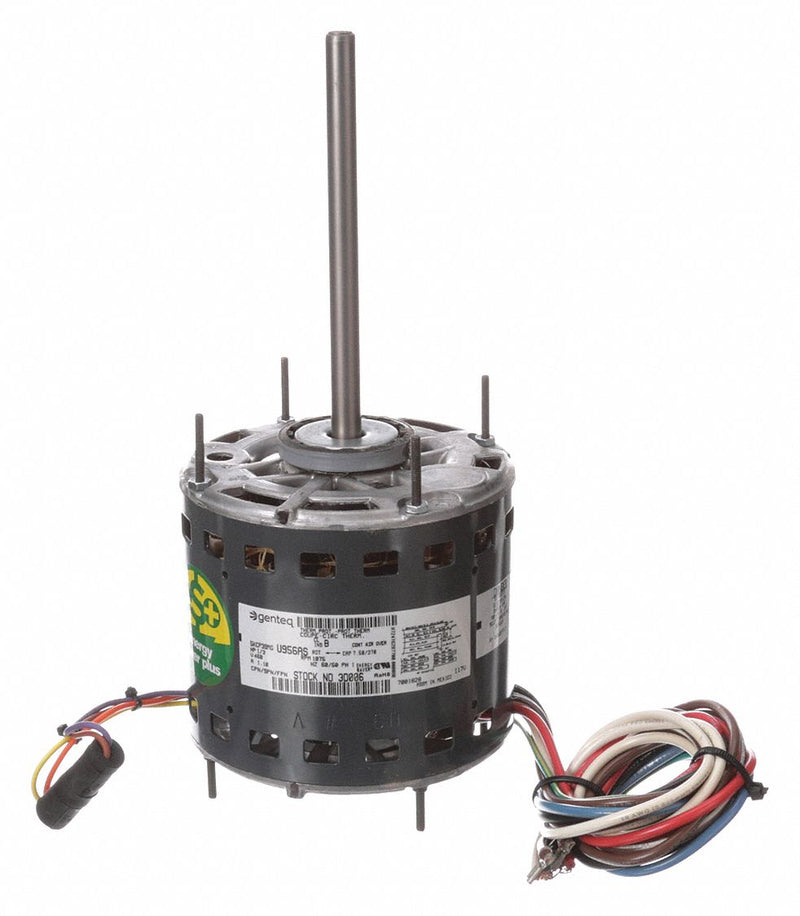 Genteq 1/3 HP Direct Drive Blower Motor, Permanent Split Capacitor, 1075 Nameplate RPM, 460 Voltage - 3D006