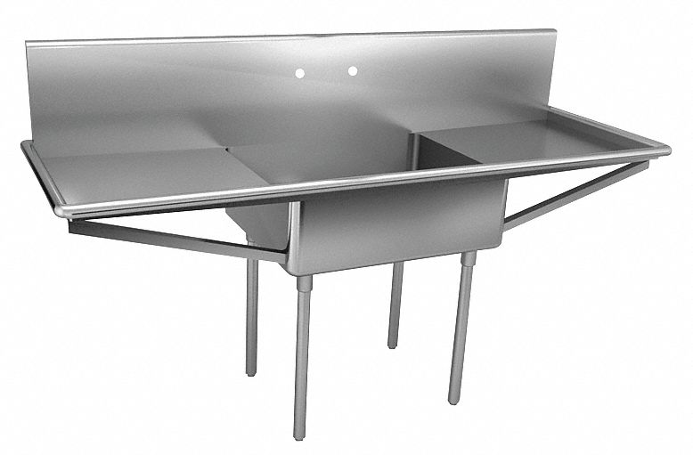 Just Manufacturing Stainless Steel Scullery Sink with Drainboards, Without Faucet, 14 Gauge, Floor Mounting Type - NSFB-124-24RL-2