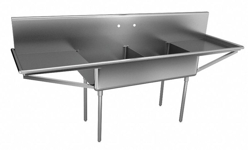 Just Manufacturing Stainless Steel Scullery Sink with Drainboards, Without Faucet, 14 Gauge, Floor Mounting Type - NSFB-230-24RL-2