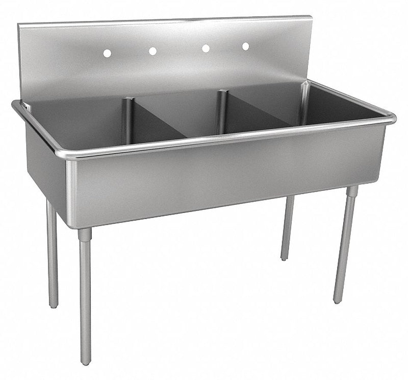Just Manufacturing Stainless Steel Scullery Sink, Without Faucet, 14 Gauge, Floor Mounting Type - NSFB-345-2-2