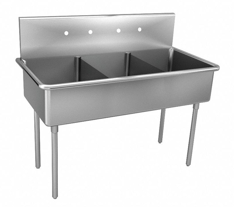 Just Manufacturing Stainless Steel Scullery Sink, Without Faucet, 14 Gauge, Floor Mounting Type - NSFB-372-2-2