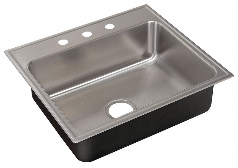 Just Manufacturing 25 in x 22 in x 7 1/2 in Drop-In Sink with Faucet Ledge with 22 in x 16 in Bowl Size - SL-2225-A-GR-3