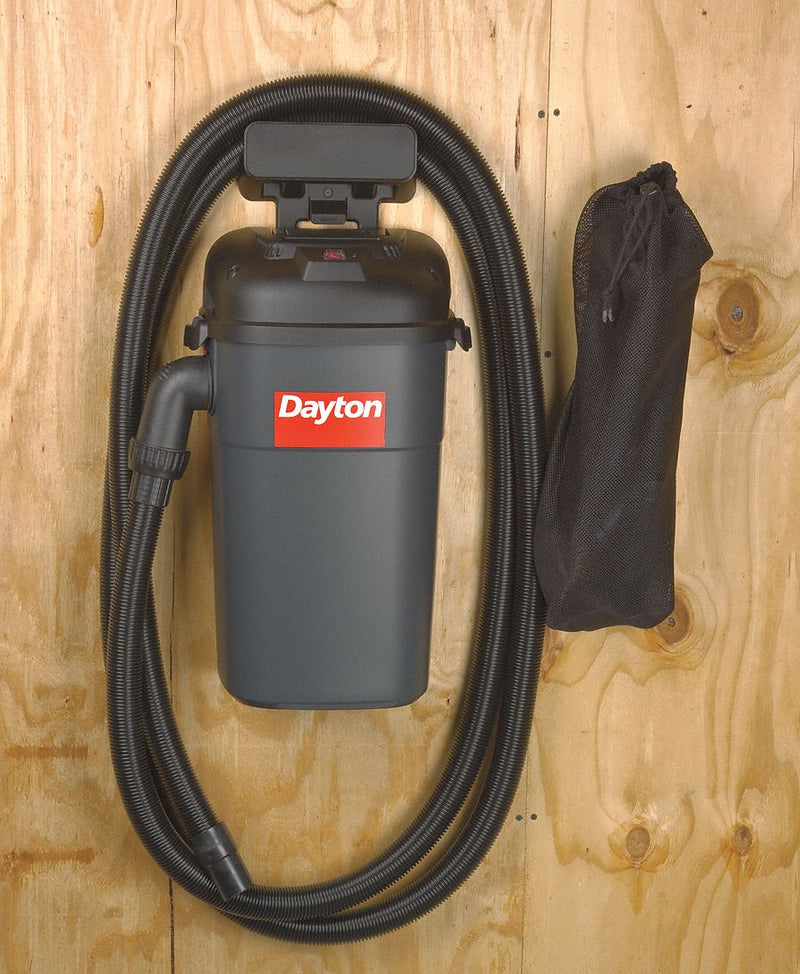 Dayton Wall-Mount Shop Vacuum, 5 gal Tank Size, 120 cfm, 1 1/2 in Vacuum Hose Dia. - 13J021