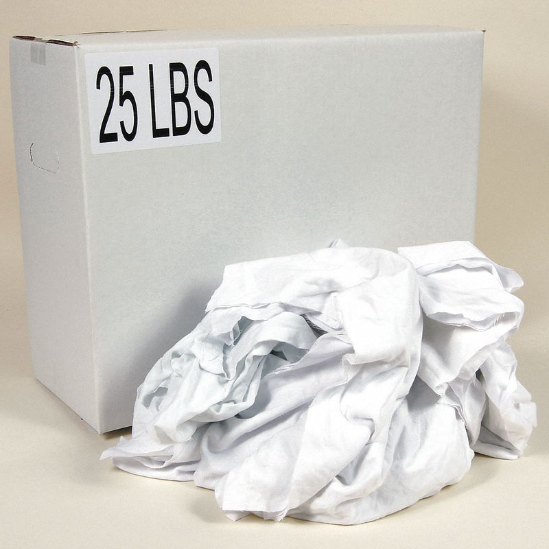 Top Brand Cloth Rag, Sheeting, White, Varies, 25 lb - G211025PC