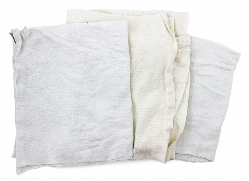 Top Brand Cloth Rag, Flannel, White, Varies, 25 lb - 13Y366