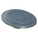 Rubbermaid Round Flat Top Lid, For 55 Gal Round Brute Containers, 26.75" Diameter, Gray - RCP2654G