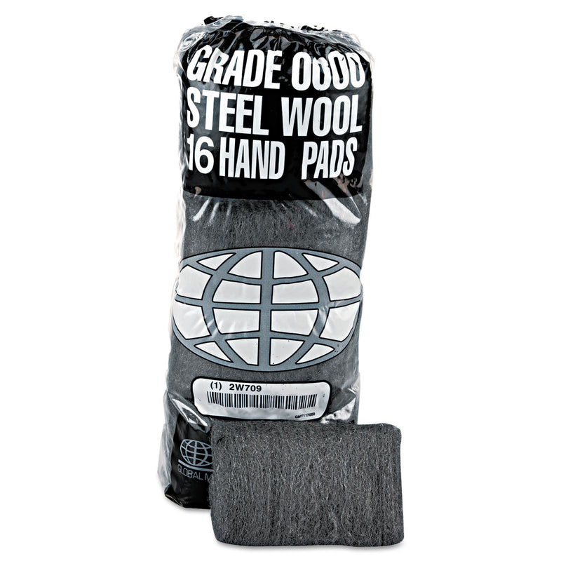 GMT Industrial-Quality Steel Wool Hand Pad, #2 Medium Coarse, 16/Pk, 12 Pk/Ct - GMA117005