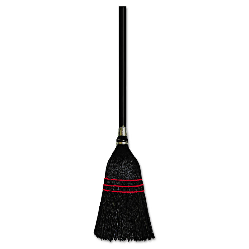 Boardwalk Flag Tipped Poly Bristle Lobby Broom, 37-38" Length, Natural/Black, 12/Carton - BWK951BP