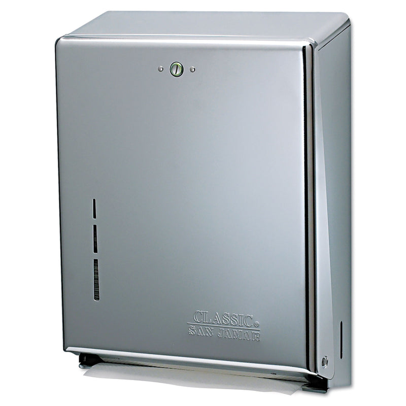 San Jamar C-Fold/Multifold Towel Dispenser, Chrome, 11 3/8 X 4 X 14 3/4 - SJMT1900XC