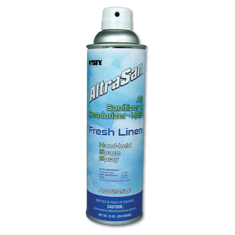 Misty Handheld Air Sanitizer/Deodorizer, Fresh Linen, 10 Oz Aerosol, 12/Carton - AMR1037236