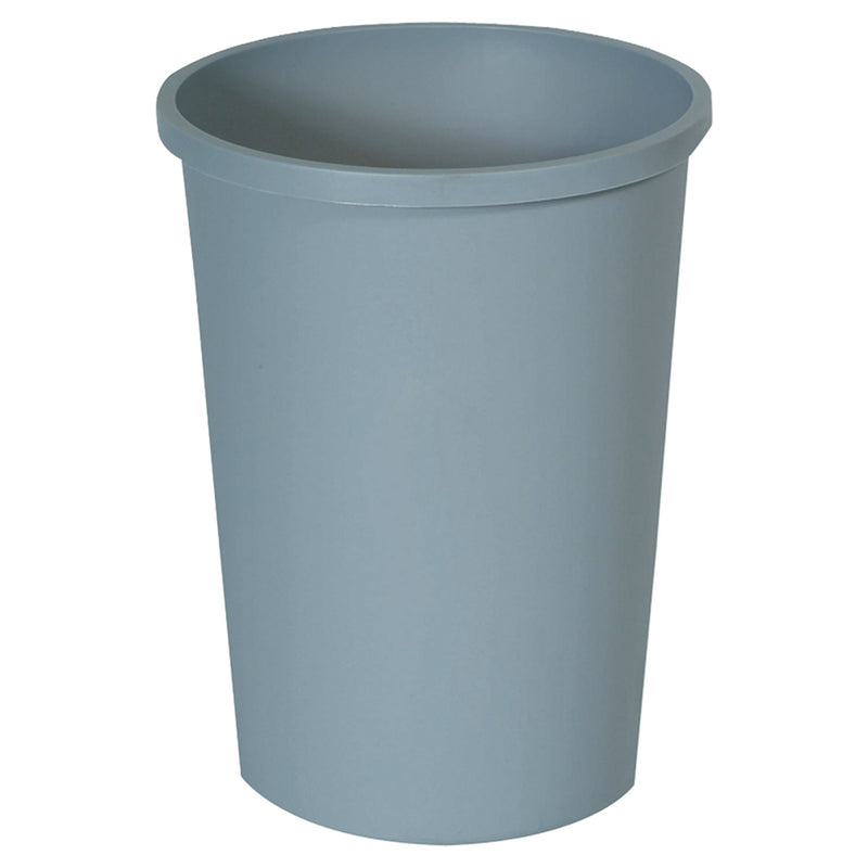 Rubbermaid Untouchable Waste Container, Round, Plastic, 11 Gal, Gray - RCP2947GRA