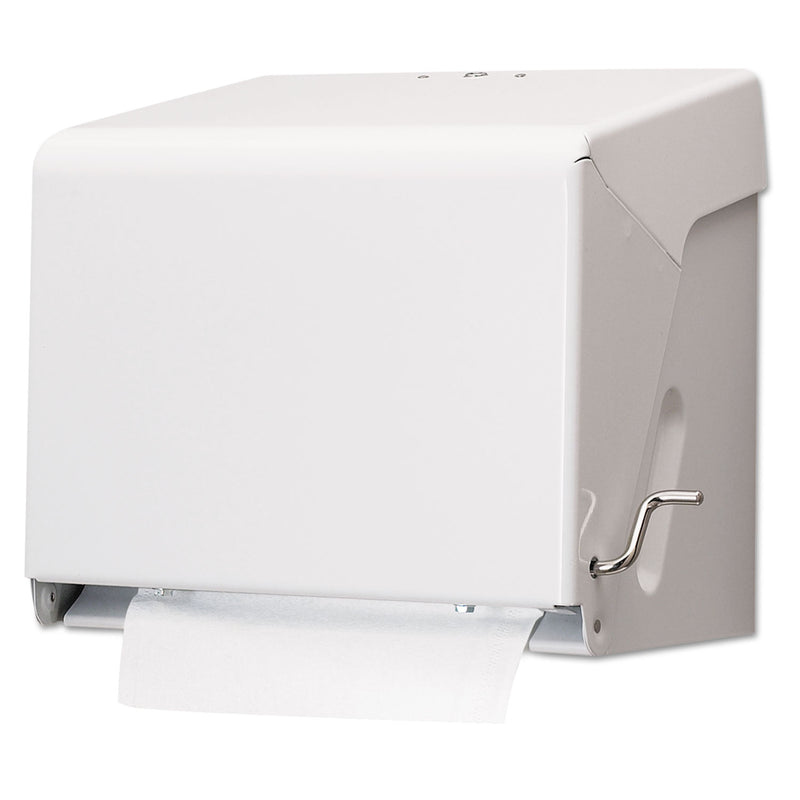 San Jamar Crank Roll Towel Dispenser, White, Steel, 10 1/2 X 11 X 8 1/2 - SJMT800WH