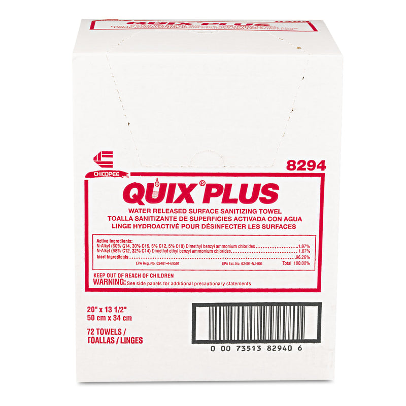 Chix Quix Plus Cleaning And Sanitizing Towels, 13 1/2 X 20, Pink, 72/Carton - CHI8294