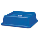 Rubbermaid Untouchable Bottle And Can Recycling Top, Square, 20.13W X 20.13D X 6.25H, Blue - RCP2791BLU