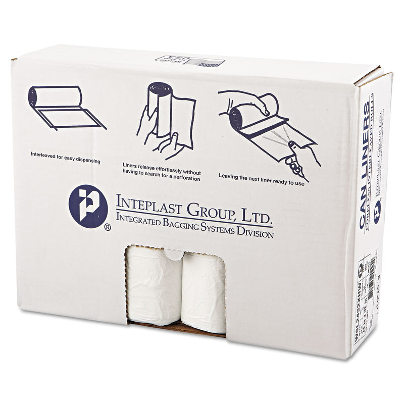 Inteplast Low-Density Commercial Can Liners, 16 Gal, 0.5 Mil, 24" X 32", White, 500/Carton - IBSSL2432XHW