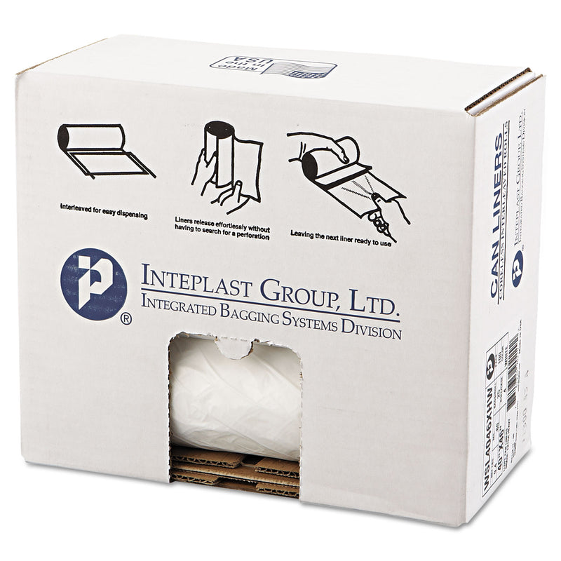Inteplast Low-Density Commercial Can Liners, 45 Gal, 0.8 Mil, 40" X 46", White, 100/Carton - IBSSL4046XHW