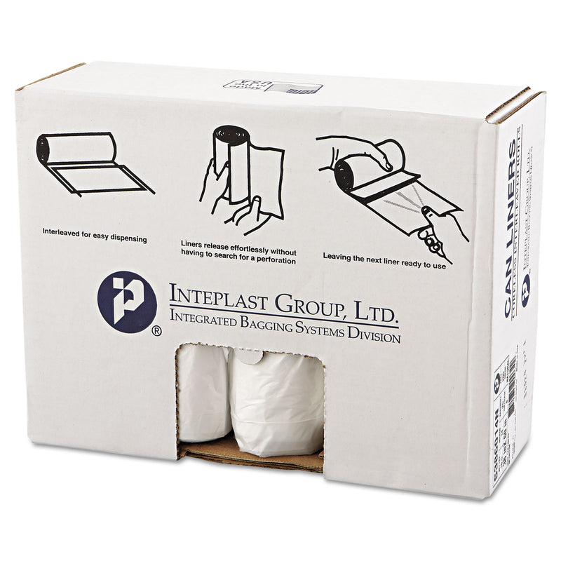 Inteplast High-Density Interleaved Commercial Can Liners, 60 Gal, 14 Microns, 38" X 60", Clear, 200/Carton - IBSS386014N