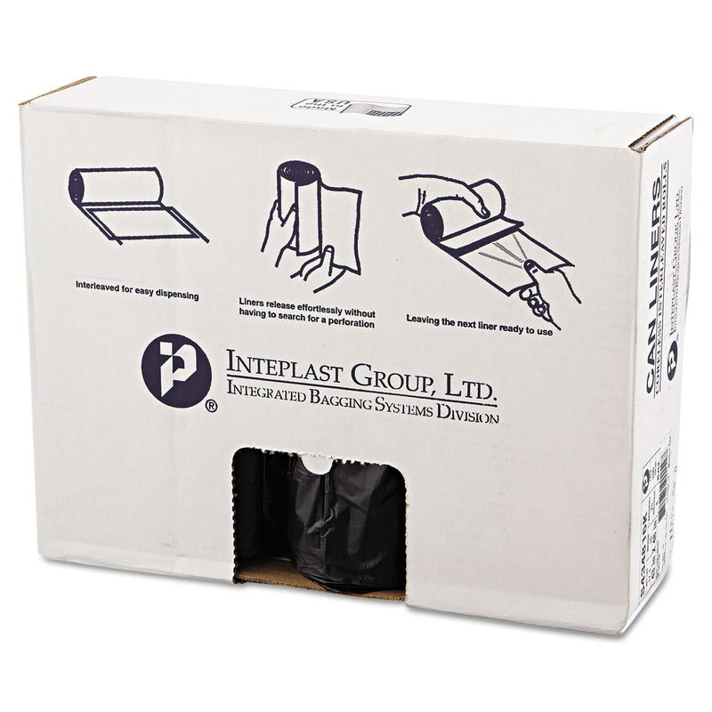 Inteplast High-Density Interleaved Commercial Can Liners, 60 Gal, 16 Microns, 43" X 48", Black, 200/Carton - IBSS434816K