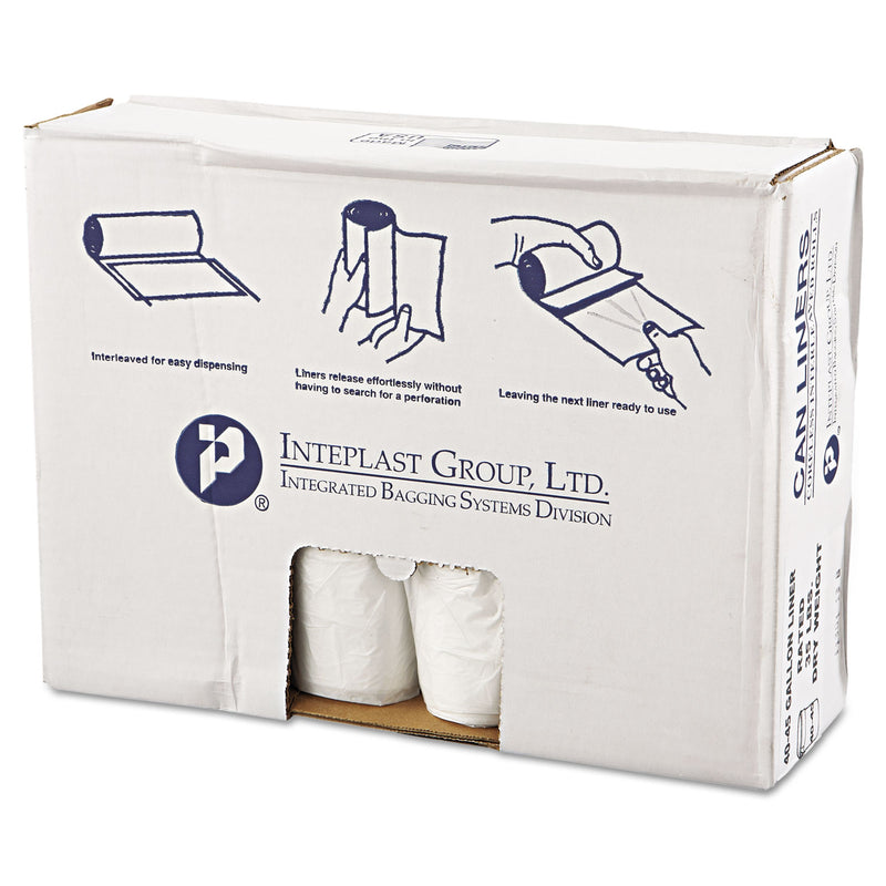 Inteplast High-Density Commercial Can Liners Value Pack, 45 Gal, 11 Microns, 40" X 46", Clear, 250/Carton - IBSVALH4048N12