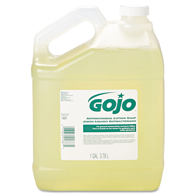 GOJO Antimicrobial Lotion Soap, 1 Gal, 4/Carton - GOJ188704