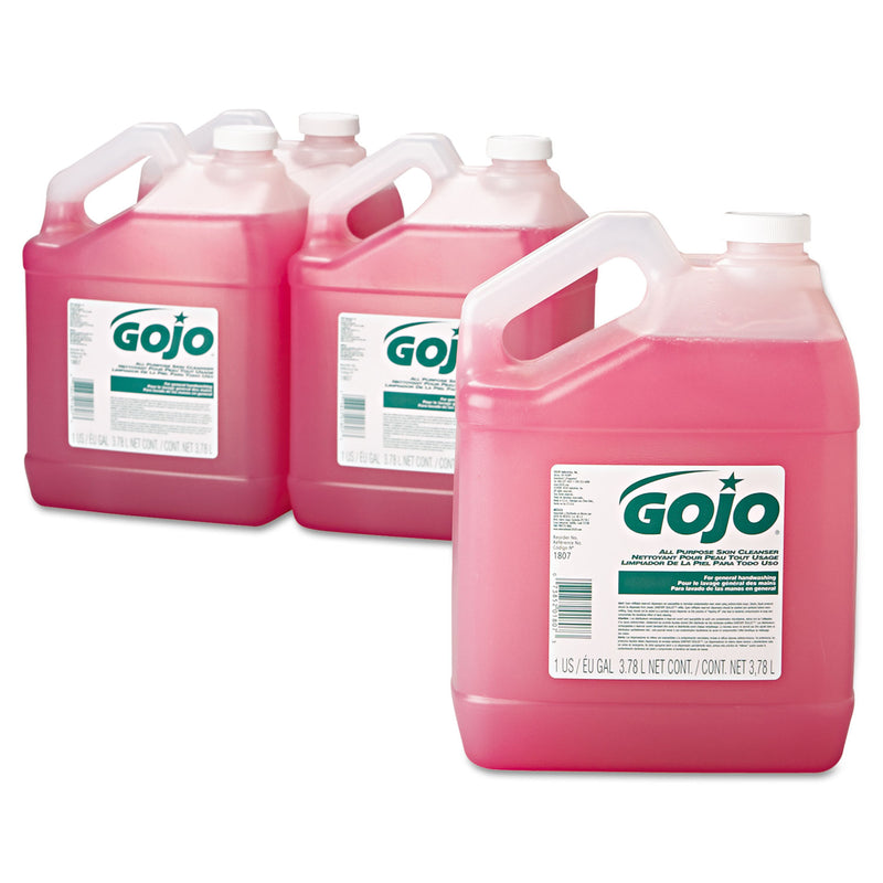 GOJO Bulk Pour All-Purpose Pink Lotion Soap, Floral, 1Gal Bottle, 4/Carton - GOJ180704