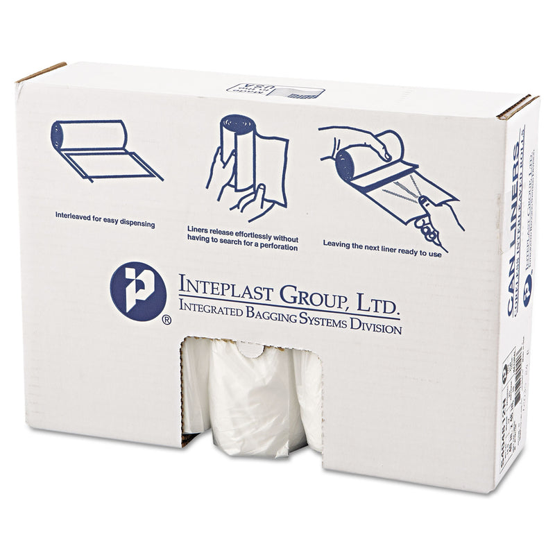 Inteplast High-Density Interleaved Commercial Can Liners, 45 Gal, 12 Microns, 40" X 48", Clear, 250/Carton - IBSS404812N