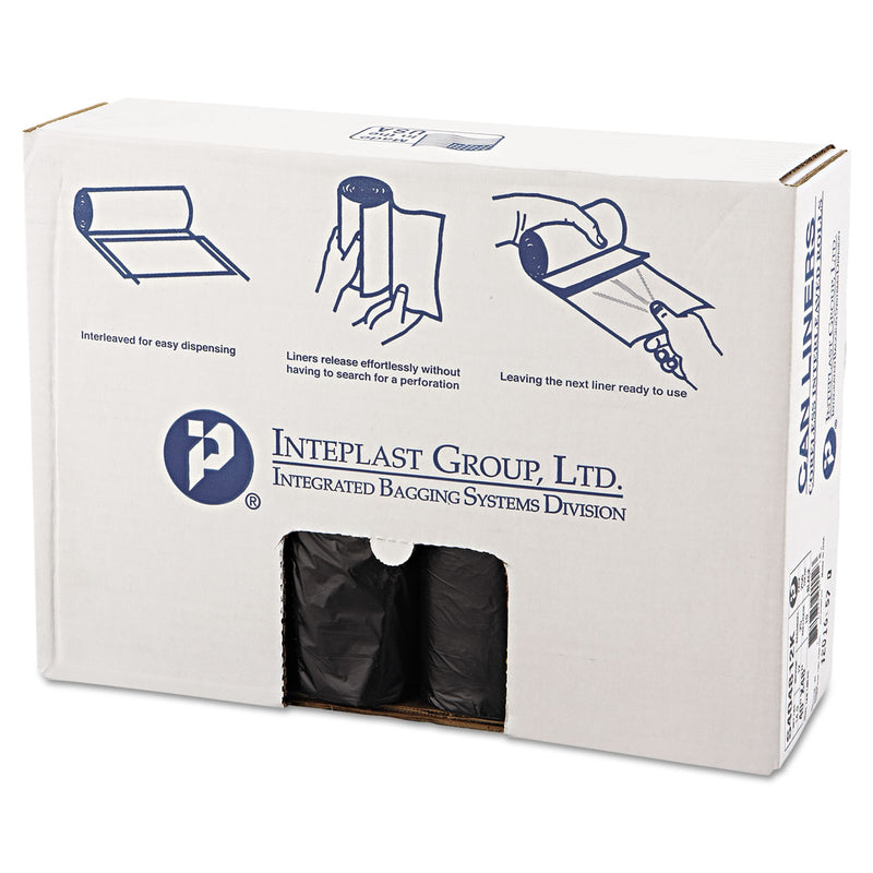 Inteplast High-Density Interleaved Commercial Can Liners, 45 Gal, 12 Microns, 40" X 48", Black, 250/Carton - IBSS404812K