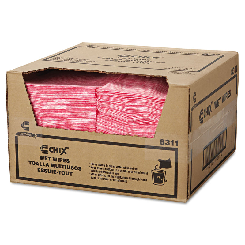 Chix Wet Wipes, 11 1/2 X 24, White/Pink, 200/Carton - CHI8311