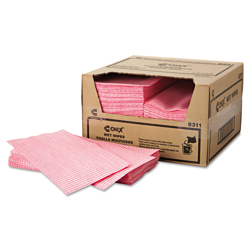 Chix Wet Wipes, 11 1/2 X 24, White/Pink, 200/Carton - CHI8311