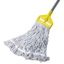 Rubbermaid Web Foot Finish Mop, Cotton/Synthetic, White, Large, 1" White Headband, 6/Carton - RCPA413