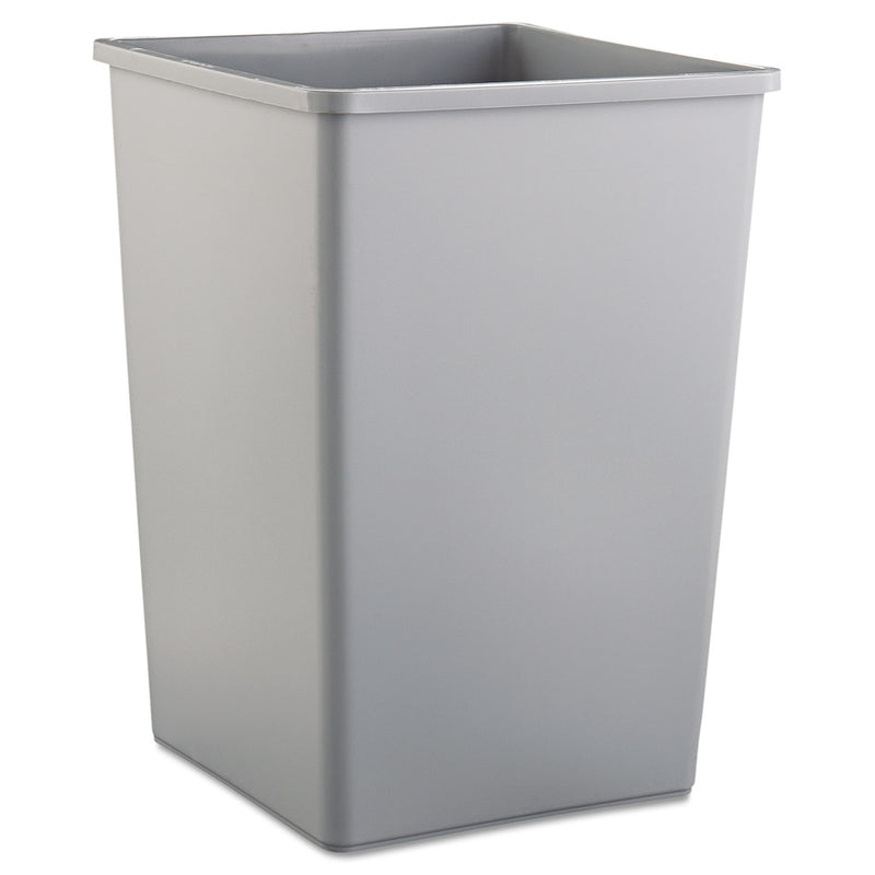Rubbermaid Untouchable Square Waste Receptacle, Plastic, 35 Gal, Gray - RCP3958GRA