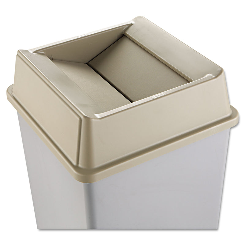 Rubbermaid Untouchable Square Swing Top Lid, Plastic, 20.13W X 20.13D X 6.25H, Beige - RCP2664BEI