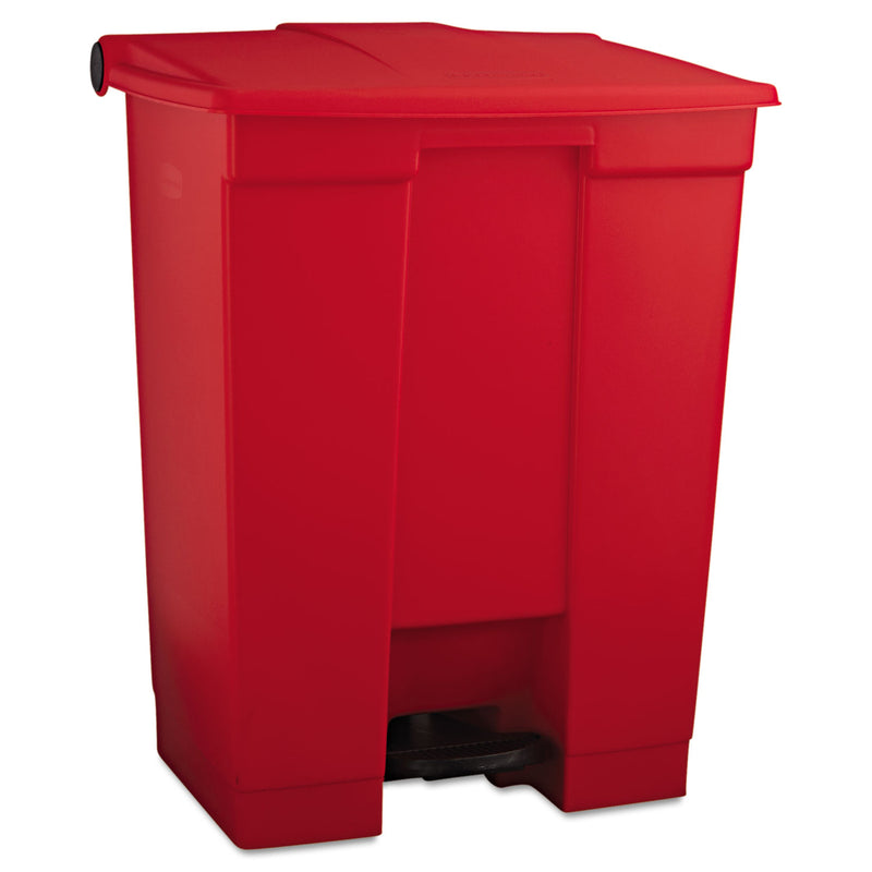 Rubbermaid Indoor Utility Step-On Waste Container, Rectangular, Plastic, 18 Gal, Red - RCP614500RED