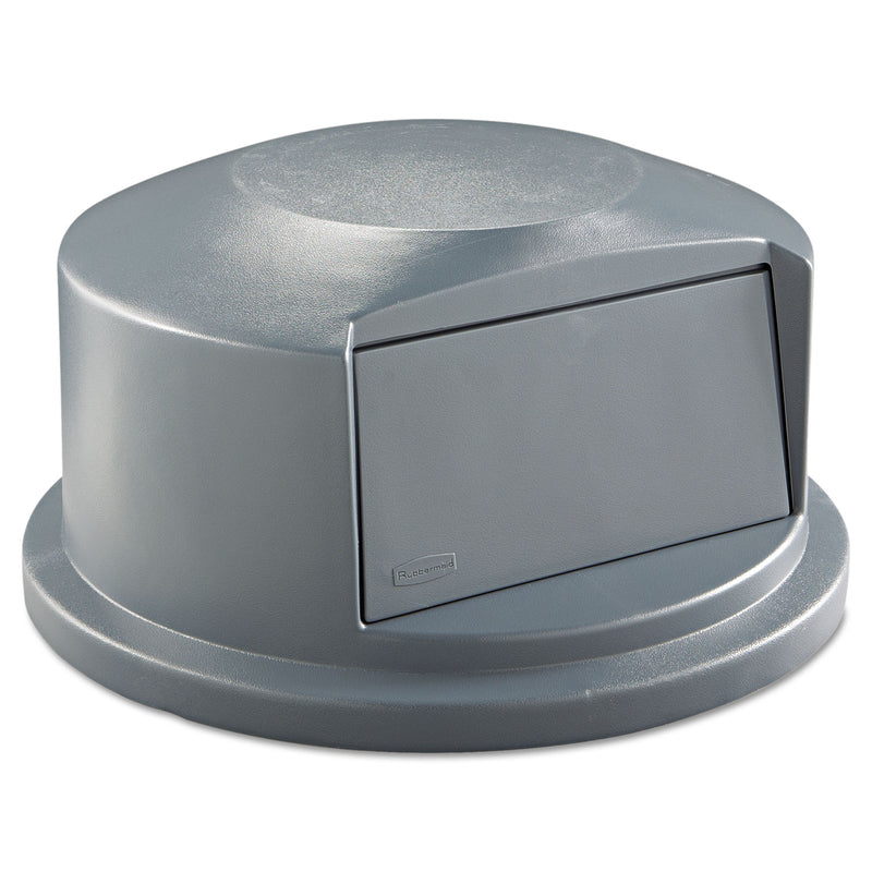 Rubbermaid Round Brute Dome Top Receptacle, Push Door, 24.81W X 12.63H, Gray - RCP264788GRA