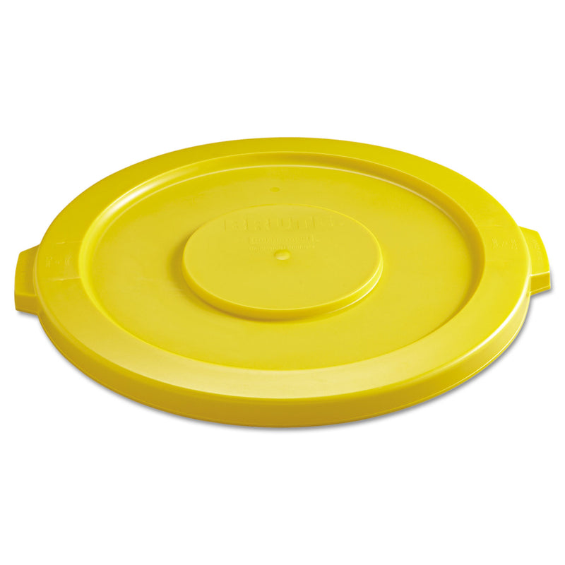 Rubbermaid Round Flat Top Lid, For 32 Gal Round Brute Containers, 22.25" Diameter, Yellow - RCP2631YEL