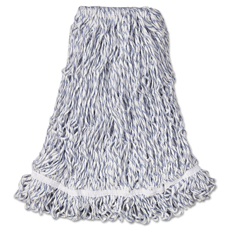 Rubbermaid Web Foot Finish Mop, Cotton/Synthetic, White, Large, 1" White Headband, 6/Carton - RCPA413