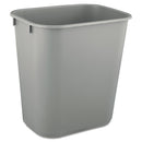 Rubbermaid Deskside Plastic Wastebasket, Rectangular, 3.5 Gal, Gray - RCP2955GRA