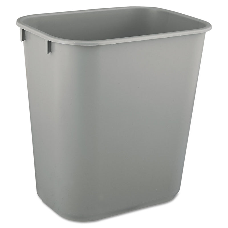 Rubbermaid Deskside Plastic Wastebasket, Rectangular, 3.5 Gal, Gray - RCP2955GRA