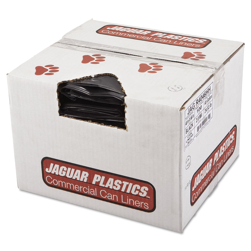 Jaguar Repro Low-Density Can Liners, 45 Gal, 2 Mil, 40" X 46", Black, 100/Carton - JAGR4046HH