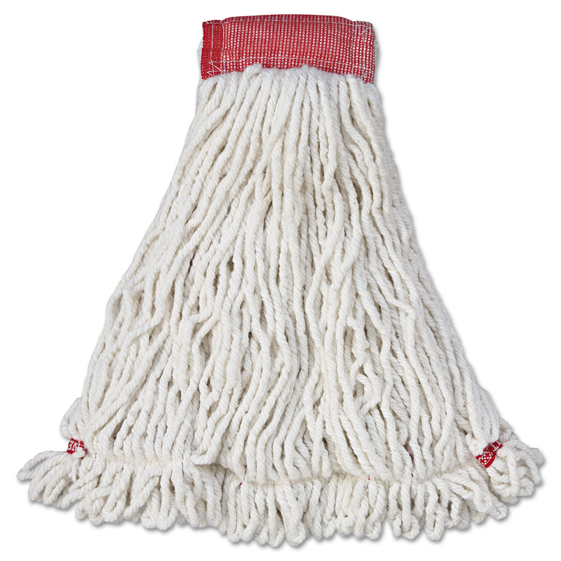 Rubbermaid Web Foot Wet Mop Head, Shrinkless, Cotton/Synthetic, White, Large, 6/Carton - RCPA253WHI